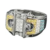 1.75 ct White, Blue and Canary Diamond Ring