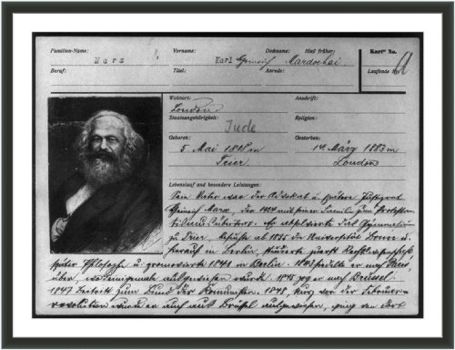Cover image : Historic Print (L): [Index card for Nazi biographical archive, listing Marx's nationality as Jude