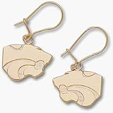 Kansas State Wildcats 3/8 Powercat Dangle Earrings - Gold Plated Jewelry