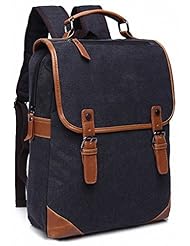 Apparel: Kenox Vintage College Backpack School Bookbag Canvas Laptop Backpack (Black)