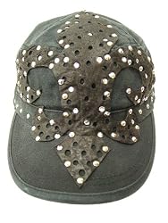 Doctrine Apparel Legends Rock Cap Metal Studded Leather Fleur De Lis Rocker Cap