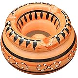 SouvNear 4.6" Ceramic Ashtray - Moroccan Round Ash Tray with Lid for Indoors Office Bar with 3 Cigarette Holder Slots - Hand Painted Smoking Smoke Ashtray