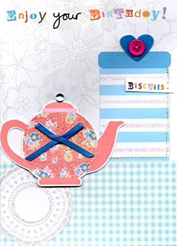 Tag Art Enjoy Tea &amp; Biscuits Handmade Birthday Card Second Nature Greeting Cards