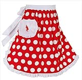 Disney Minnie Mouse Apron,red with White Polka Dots,pocket,ruffles,waist Ties