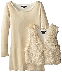 Girls General Print Sweater High-Low-Hem Shirred Viscose  Dress