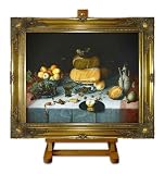 Still Life with Cheeses - Dijck Large Framed Art Print on Canvas
