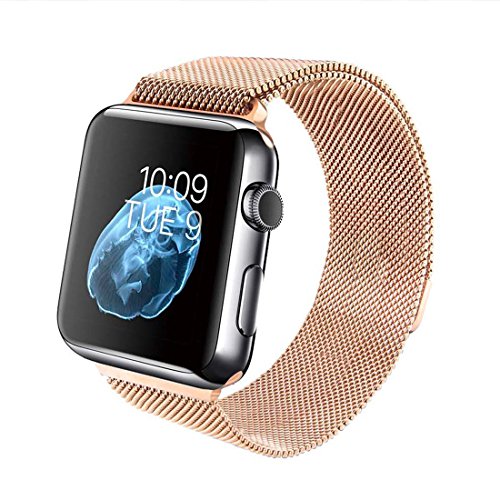 Apple Watch Band,Atong (TM) iWatch Milanese Loop Stainless Steel Magnetic Closure Clasp Bracelet Metal Smart Watch Band Strap For Apple Watch & Sport & Edition -Rose Gold 38mm
