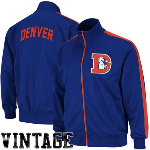 Mitchell & Ness Denver Broncos Royal Blue Goal Post Full Zip Track Jacket (X-Large)