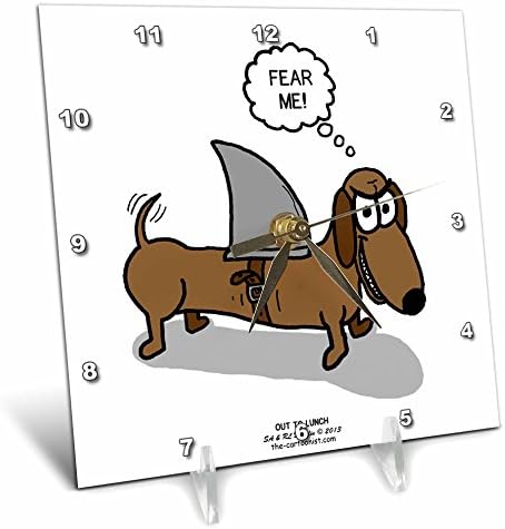 3dRose Weiner Dog with A Sharks Fin - Desk Clock, 6 by 6-Inch (dc_164020_1)