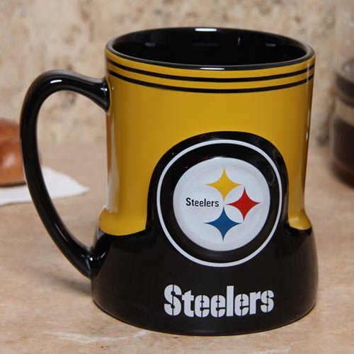 Pittsburgh Steelers 20 Ounce Game Time Sculpted Logo Relief Coffee Mug