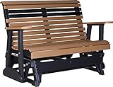 Outdoor Polywood 4 Foot Porch Glider - Plain Rollback Design *CEDAR/BLACK* Color