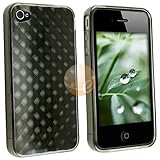 TPU Rubber Skin Case Compatible With Apple iPhone 4, Clear Smoke Diamond