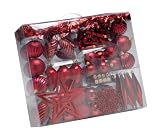 GKI Bethlehem Lighting Trim-A-Tree Pack 100-Piece Shatterproof Ornament Set, Red