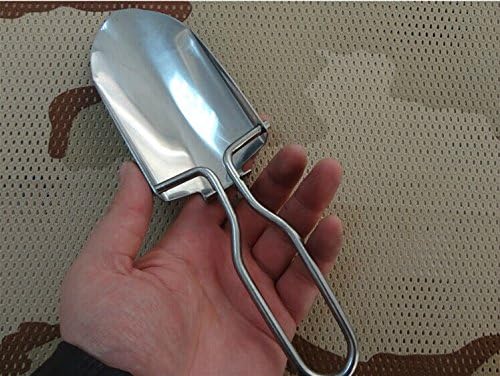 2pcs Mini Folding Portable Stainless Steel Hand Shovel Trowel with Pouch Ideal for Camping Garden Outdoors