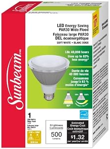 Sunbeam High Performance PAR30 LED Bulb, 11 Watts (Equivalent to 40 Watts)