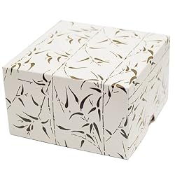 Gold Bamboo - Set of 4 Two Piece Gift Boxes (5" x 5" x 3")