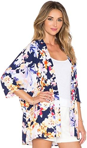 OVERMAL Blouse,Women Loose Chiffon Shawl Kimono Cardigan Tops Cover up Blouse (M)