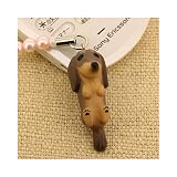 DOG　ビーズ携帯ストラップ　ダックス　ダークブラウン