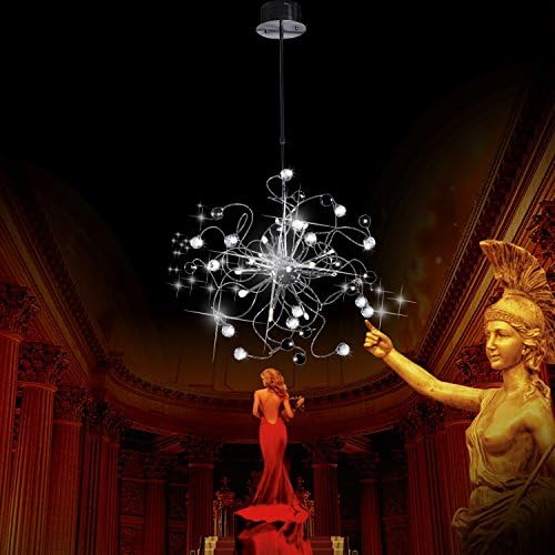 comeonlight Modern Crystal chandelier with 15 Lights black &amp;white crystal ball