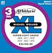 D'Addario EXL120-3D Nickel Wound Electric Guitar Strings, Super Light, 9-42, 3 Sets