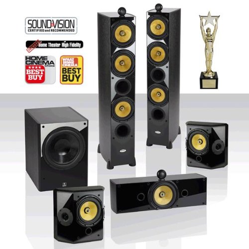 Crystal Acoustics THX-3D12 5.1 Home Theater Speaker System, Piano Black