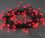 Konstsmide 3691-557 Micro LED Lichterkette (Globe Aufs&auml;tze, 80 rote Dioden, 24V Au&szlig;entrafo, 2.4W, schwarzes Kabel)