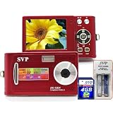 SVP DC-12DX-Red 12MP Max Thinnest DIGITAL CAMERA VIDEO w SOUND! (SVP 4GB SDHC Memory Card... by SVP