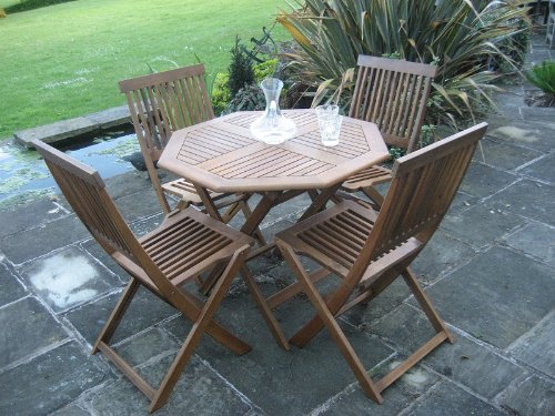 OUTDOOR GARDEN FURNITURE PATIO TABLE & 4 CHAIRS 5PC SET