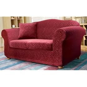 Stretch Elegance Merlot 2 Piece Loveseat Slipcover