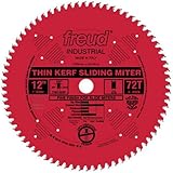 Freud LU91R012 12-Inch 72 Tooth ATB Thin Kerf Sliding Miter Saw Blade with 1-Inch Arbor and PermaShield Coating