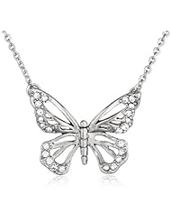 Fossil Butterfly Silver Pendant Necklace, 18"