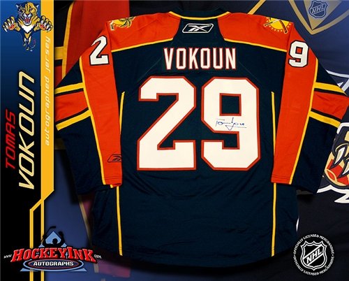 Tomas Vokoun Autographed/Hand Signed Florida Panthers Blue Reebok Premier Jersey