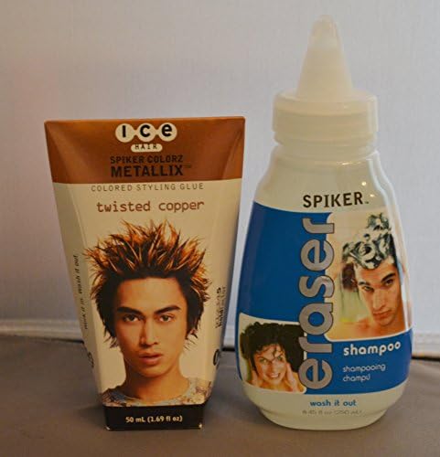 Joico Ice Hair Spiker Colorz Colored Styling Glue Twisted Copper 1.69oz & Spiker Eraser Shampoo 8.45oz