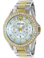 Fossil Womens ES3204 Riley Silver and Gold Tone Watch