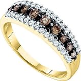Cognac Chocolate Diamond Yellow Gold Bridal Ring .50-cts Anniversary