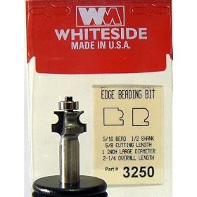 3250 CARBIDE-TIP 2 FLUTE EDGE BEADING PROFILE ROUTER BIT W BB 5 16 BEAD DIA X 1 LG DIA X 5 8 CL by Whiteside