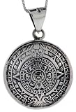 Sterling Silver Double Sided Aztec Calendar Pendant, 1 3/16 in. (30mm)