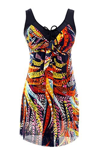 NoNoCatFlower Printing Modest 1 Piece Swimwear Cover Up swimdress Plus Size for Women