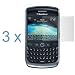 Durable Clear Reusable LCD Screen Protector - 3 Pack for T-Mobile Blackberry Curve 8900 Javelin Smartphone