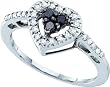 14k. White Gold Black and White Diamond Heart Promise Ring 1/3 Ctw " Size 7 " ** FREE SHIPPING **