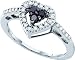 14k. White Gold Black and White Diamond Heart Promise Ring 1/3 Ctw " Size 7 " ** FREE SHIPPING **