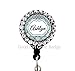 Retractable Badge Reel - Blue Grey Damask Trellis with Swarovski Rhinestones - Personalized Name - Badge Holder