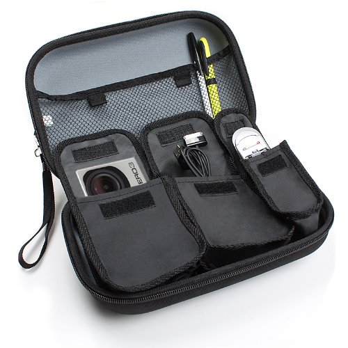 Detail image USA GEAR Protective Hard Shell Travel Case for GoPro Hero 3 HD , Hero 2 , Original Hero Cameras , Straps , Mounts , Batteries , Cables , Filters , Adapters , & Many Other GoPro Accessories - Includes Cleaning Brush & SD Video Memory Card Reader