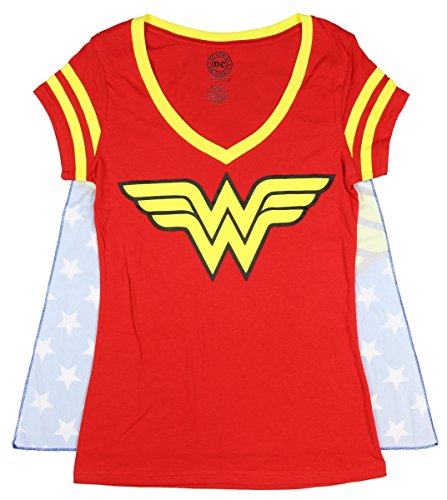 Junior's DC Comics Wonder Woman Costume Licensed Graphic T-Shirt w/ Cape