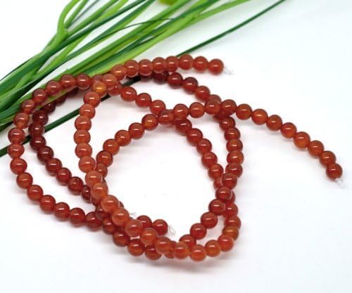 1 x Carnelian Gemstone Round Beads 6mm Dia. 15"(38cm), Approx 60 beads, for making jewellery, Embelishments,