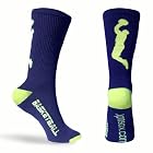 Basketball Socks Half Cushioned Crew Socks - Blue/Neon Yellow