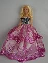 Purple & White Ball Gown with a Butterfly on the Botice with Feather Boa Made to Fit the Barbie Doll