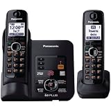 Panasonic KX-TG6632B DECT 6.0 Cordless Phone with Answering System, Black, 2 Handsets