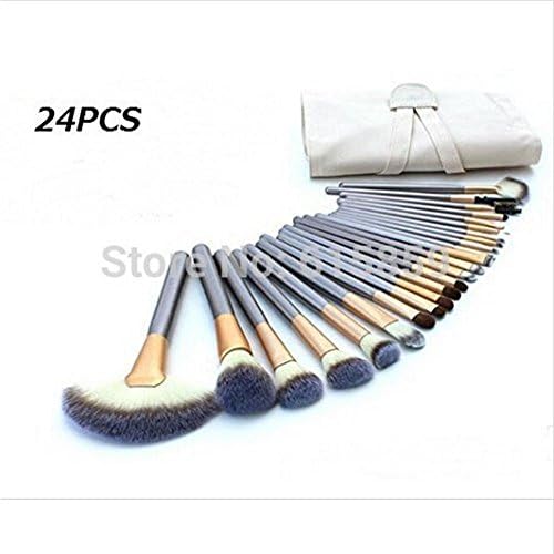 Makeup Brushes 24pcs Quality Natural Cosmetic Brush Set with Leather Pouch, 24 Count Brush Set for Eye Shadow, Blush, Concealer