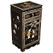 Handmade 33" Chinese Black Lacquer Wood End Table / Nightstand With Jade & Mother of Pearl